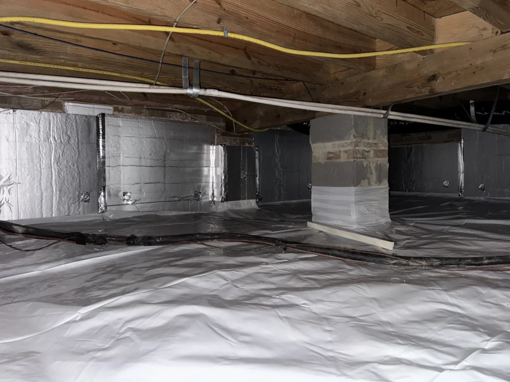 This shows the finished encapsulated crawlspace.